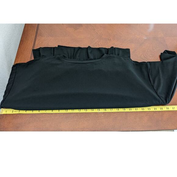 Willow Drive Blouse Medium Black Boat Neck Peplum Hem‎ Long Sleeves Ruffle Cuffs - Picture 5 of 12